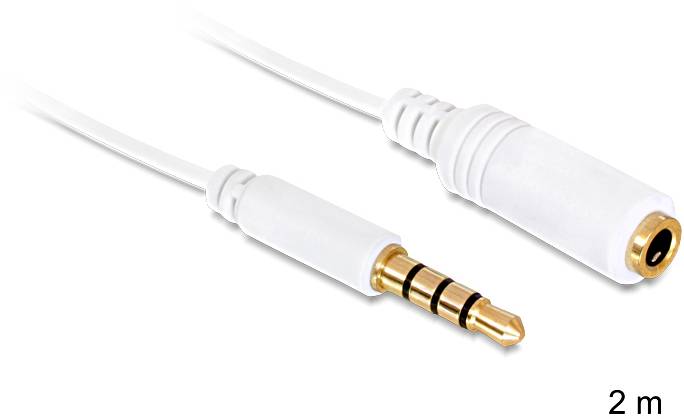 Delock 84482 Klinke Audio Anschlusskabel [1x Klinkenstecker 3.5 mm - 1x Klinkenbuchse 3.5 mm] 2 m Weiß-2