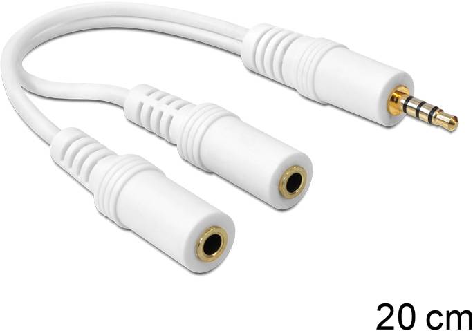 Delock 65447 65447 Klinke Audio Adapter [1x Klinkenbuchse 3.5 mm - 2x Klinkenbuchse 3.5 mm] Weiß