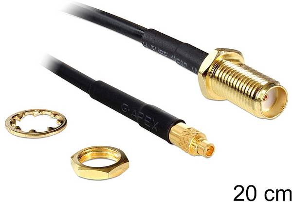 Delock WLAN-Antennen Anschlusskabel [1x SMA-Buchse - 1x MMCX-Stecker] 0.2 m Schwarz