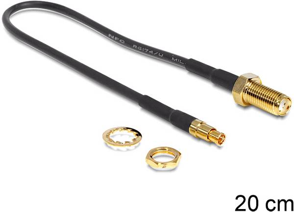 Delock WLAN-Antennen Anschlusskabel [1x SMA-Stecker - 1x SMA-Buchse] 0.2 m Schwarz