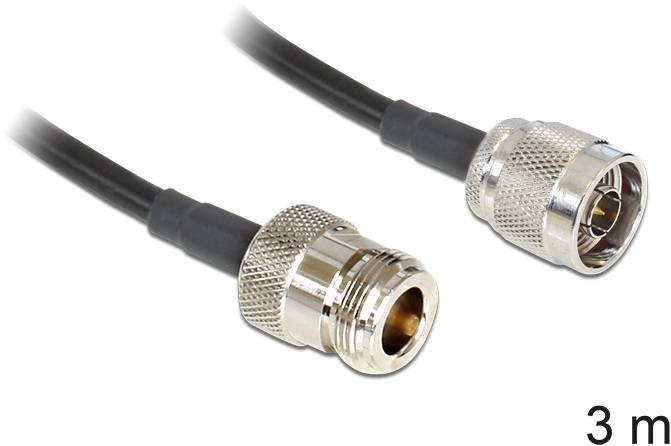 Thumbnail - Delock WLAN-Antennen Anschlusskabel [1x N-Stecker - 1x N-Buchse] 3 m Schwarz