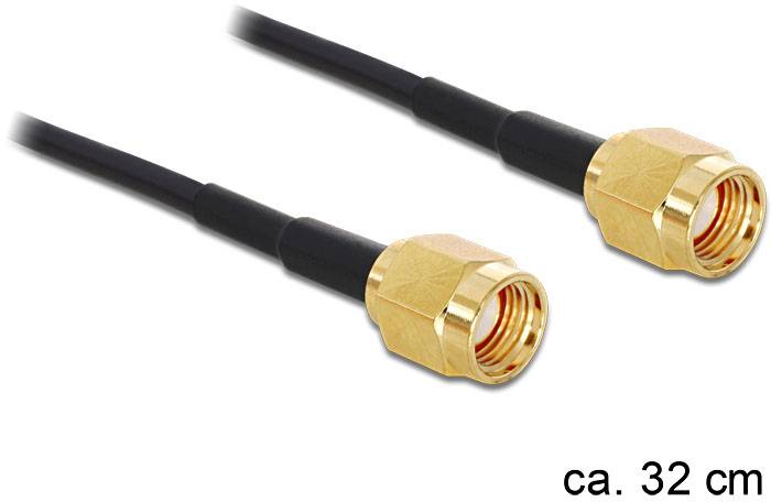 Delock WLAN-Antennen Anschlusskabel [1x RPSMA-Stecker - 1x RPSMA-Stecker] 0.32 m Gold, Schwarz