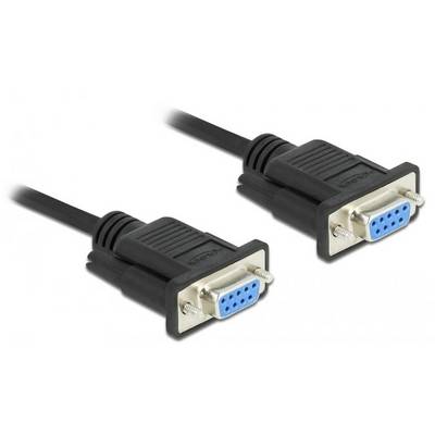 Zwei schwarze VGA-Kabelstecker mit blauen Anschlussports und Metallkontakten, die in Richtung aufeinander zeigen.