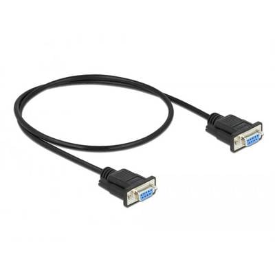 Ein schwarzes VGA-Kabel mit zwei 9-poligen Anschlüssen an den Enden, die hauptsächlich für den Anschluss von Monitoren verwendet werden.