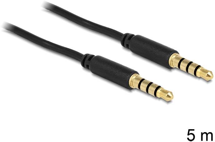 Delock 83438 Klinke Audio Anschlusskabel [1x Klinkenstecker 3.5 mm - 1x Klinkenstecker 3.5 mm] 5 m Schwarz