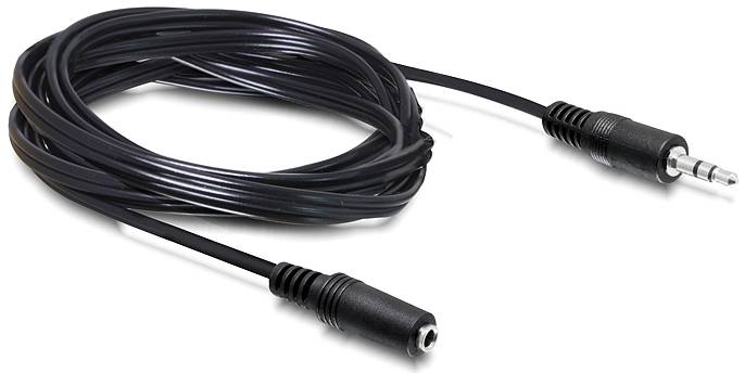 Delock 84237 Klinke Audio Anschlusskabel [1x Klinkenstecker 3.5 mm - 1x Klinkenbuchse 3.5 mm] 5 m Schwarz-0