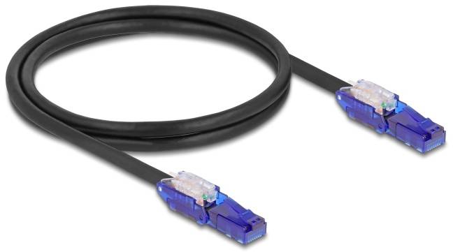 Delock 80926 RJ45 Netzwerkkabel, Patchkabel CAT 6 U/UTP 1.00 m Schwarz, Violett 1 St.