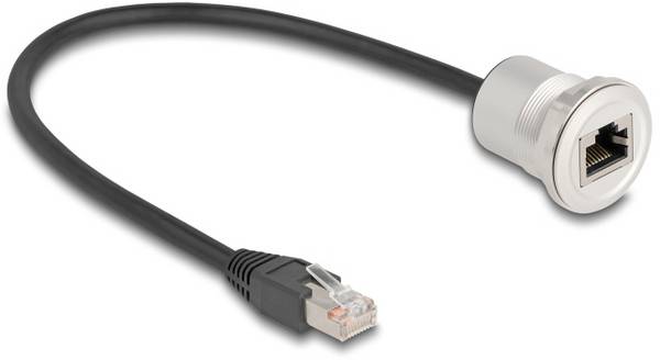 Delock 88187 RJ45 Patchkabel CAT 5e S/UTP 0.30 m Schwarz, Silber Geschirmt 1 St.