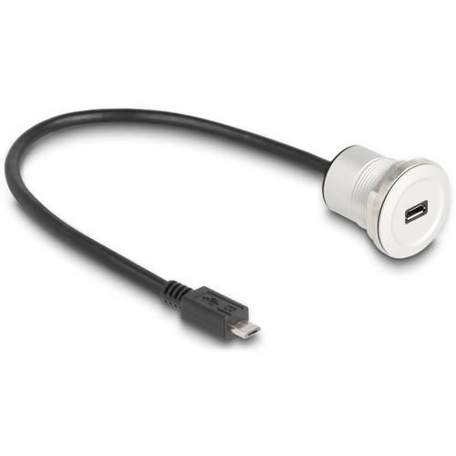 Thumbnail - Delock USB-Kabel USB 2.0 USB-B Stecker, USB-B Buchse 0.30 m Schwarz, Silber 88184