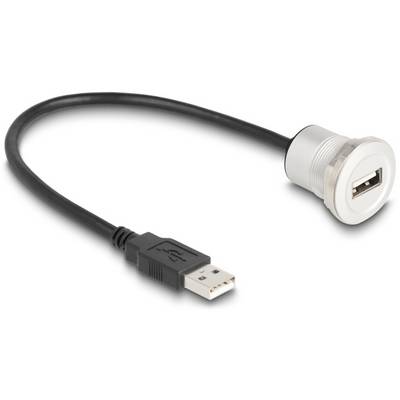 Ein USB-Verlängerungskabel mit schwarzem Kabel und weißer Buchse, geeignet zur Verbindung von USB-Geräten in engeren Räumen.