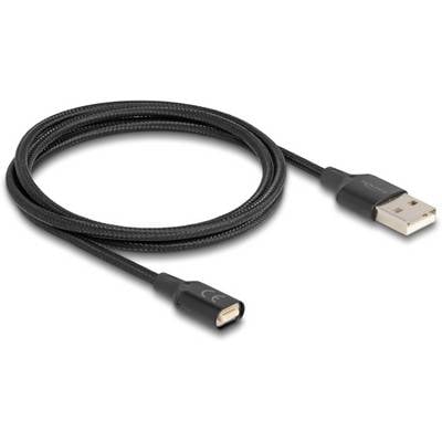 Schwarzes, geflochtenes USB-Kabel mit USB-A- und USB-C-Anschlüssen. Ideal zum Laden und Datentransfer zwischen Geräten.