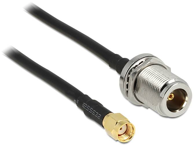 Delock WLAN-Antennen Anschlusskabel [1x RPSMA-Stecker - 1x N-Buchse] 1.5 m Schwarz-0