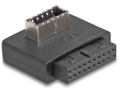 'Ein schwarzer Adapter mit einem weiblichen und einem männlichen Stecker, geeignet zur Verbindung verschiedener Anschlussarten.'