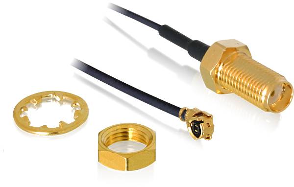 Delock WLAN-Antennen Anschlusskabel [1x SMA-Buchse - 1x IPEX-Stecker] 0.35 m Schwarz