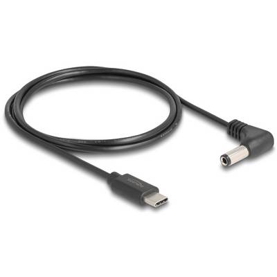 Ein schwarzes USB-C-Ladekabel mit abgewinkeltem Stecker, geeignet zur Stromversorgung von Geräten mit entsprechender Buchse.