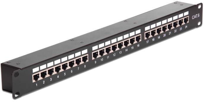 Delock - Patch-Panel mit Kopplern - CAT 6 - STP - RJ-45 X 24 - Schwarz - 1U - 48.3 cm (19"")-1