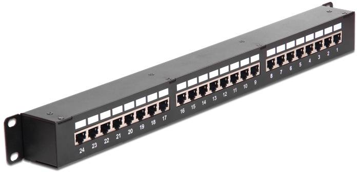 Delock - Patch-Panel mit Kopplern - CAT 6 - STP - RJ-45 X 24 - Schwarz - 1U - 48.3 cm (19"")-3