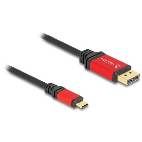 Delock DisplayPort / USB Anschlusskabel USB-C® Stecker, DisplayPort Stecker 2 m Schwarz, Rot 80093 8K UHD, vergoldete St...