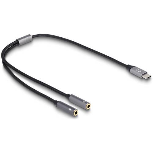 Thumbnail - Delock USB-C® Kabel USB-C® Stecker, Klinke 3.5 mm Buchse, Klinke 3.5 mm Buchse 0.40 m Anthrazit, Schwarz 66616