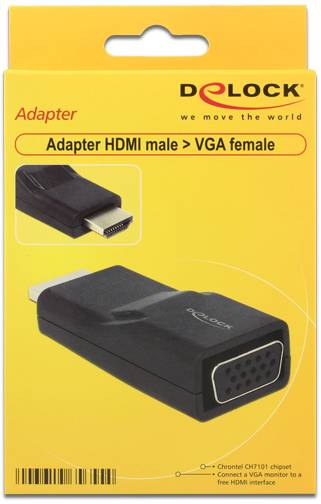 Delock 65655 HDMI / VGA Adapter [1x HDMI-Stecker - 1x D-SUB-Buchse 15pol.] Schwarz 0 m-2