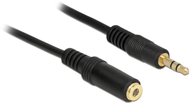 Delock 83764 Klinke Audio Anschlusskabel [1x Klinkenstecker 3.5 mm - 1x Klinkenbuchse 3.5 mm] 1 m Schwarz-0