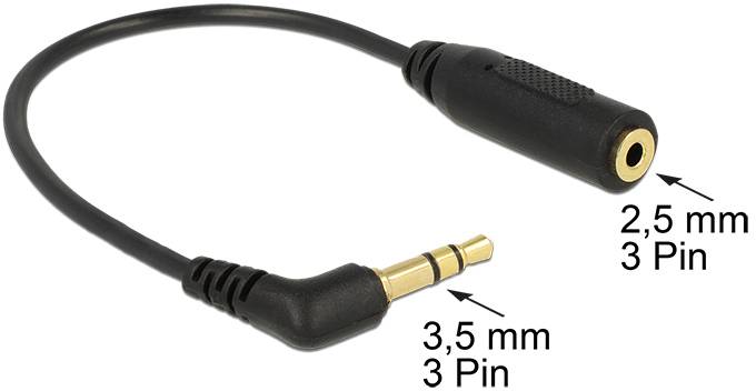 Delock 65675 Klinke Audio Anschlusskabel [1x Klinkenstecker 3.5 mm - 1x Klinkenbuchse 2.5 mm] 0.17 m Schwarz-2