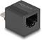 Schwarzer RJ45-Netzwerkadapter mit USB-C-Stecker, geeignet zum Verbinden von Netzwerkkabeln mit USB-C-Geräten.