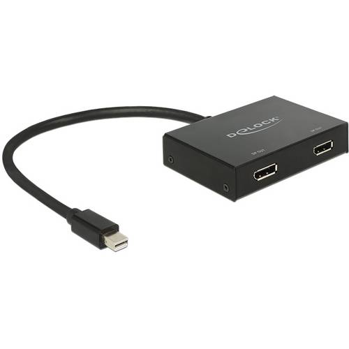 Thumbnail - Delock 87695 DisplayPort-Splitter Metallgehäuse, mit eingebautem Konverter Schwarz