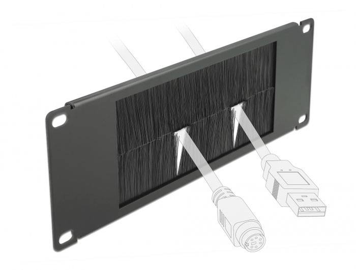 Delock 66481 10 Zoll Netzwerkschrank-Bürstenleiste Schwarz-3