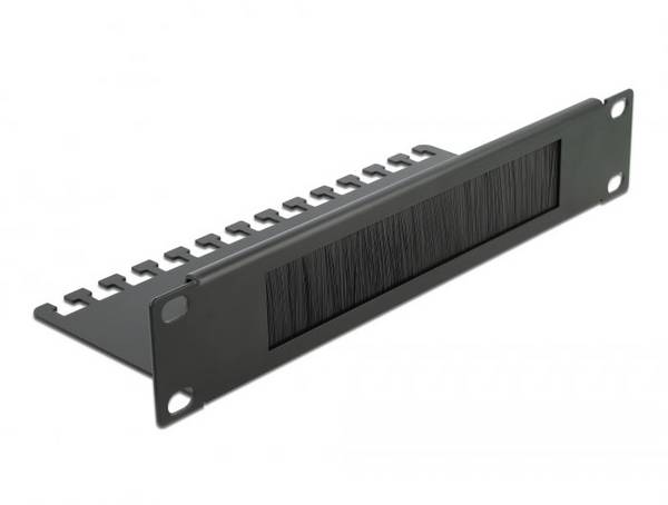 Delock 66483 10 Zoll Netzwerkschrank-Bürstenleiste    Schwarz