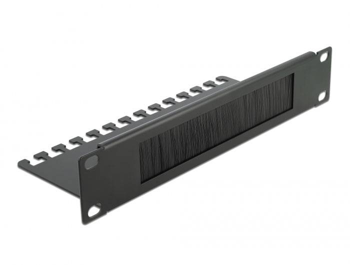 Delock 66483 10 Zoll Netzwerkschrank-Bürstenleiste Schwarz-1