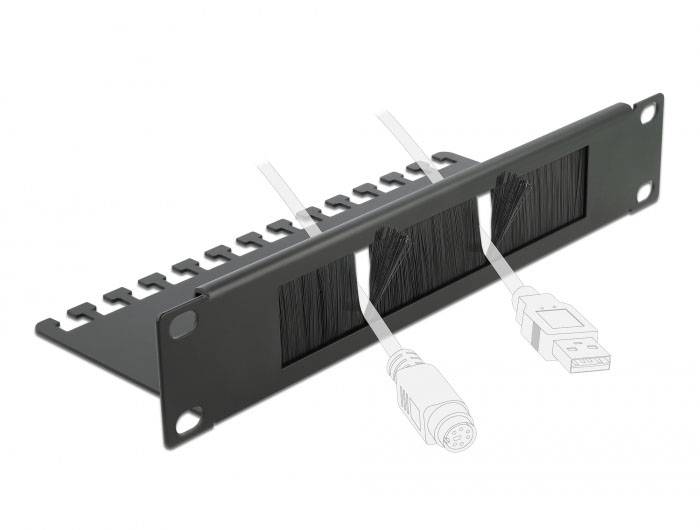 Delock 66483 10 Zoll Netzwerkschrank-Bürstenleiste Schwarz-3