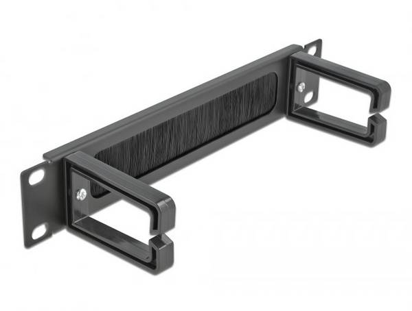 Delock 66485 10 Zoll Netzwerkschrank-Bürstenleiste    Schwarz