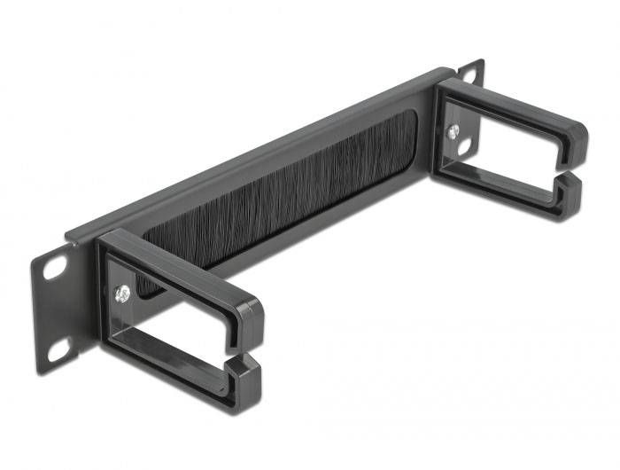 Thumbnail - Delock 66485 10 Zoll Netzwerkschrank-Bürstenleiste Schwarz