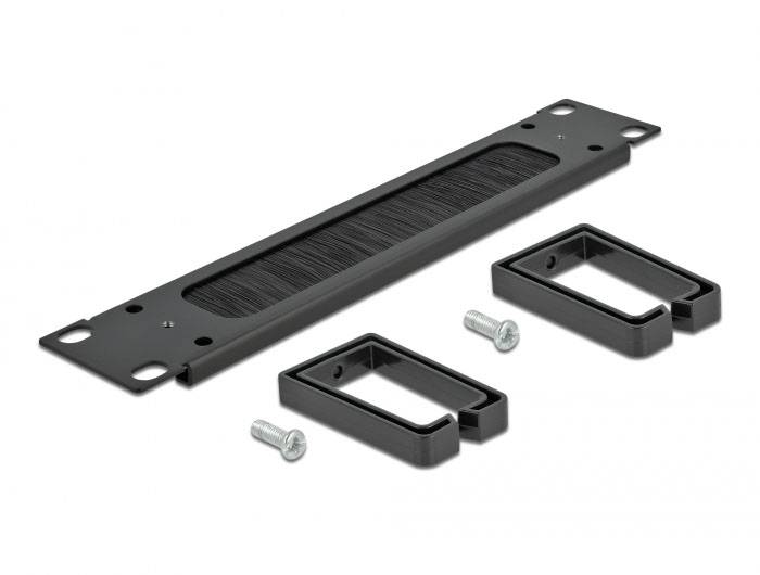 Delock 66485 10 Zoll Netzwerkschrank-Bürstenleiste Schwarz-3