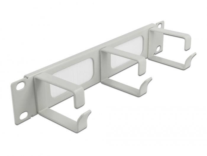 Delock 66541 10 Zoll Netzwerkschrank-Bürstenleiste Grau