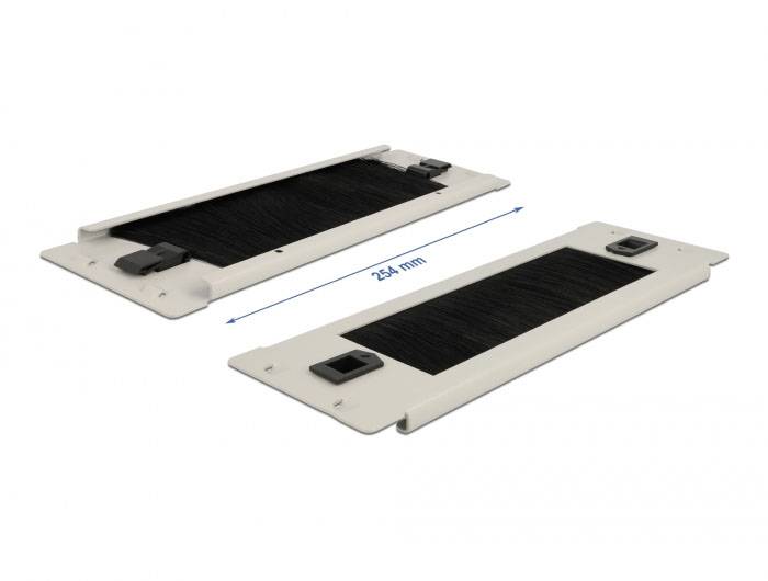 Delock 66619 10 Zoll Netzwerkschrank-Bürstenleiste Schwarz, Grau-2