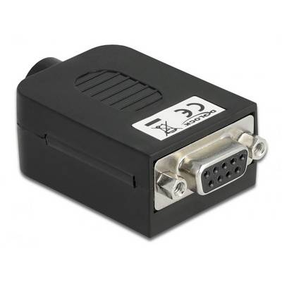 Schwarzer VGA-Adapter mit neunpoligem Stecker, geeignet für die Verbindung zwischen Grafikkarten und Monitoren.