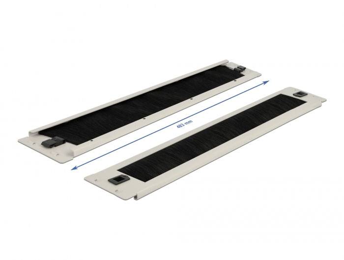 Delock 66620 19 Zoll Netzwerkschrank-Bürstenleiste 2 HE Grau-2