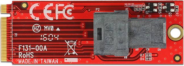 Thumbnail - Delock Seriell Adapter [1x M.2 Key M-Stecker - 1x Mini-SAS-Buchse (SFF-8643)] Schwarz, Rot