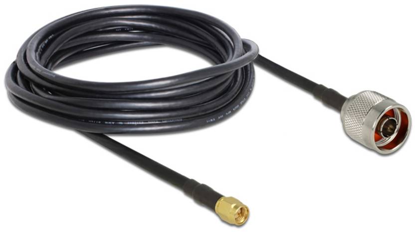 Delock WLAN-Antennen Anschlusskabel [1x N-Stecker - 1x SMA-Stecker] 5 m Schwarz-1