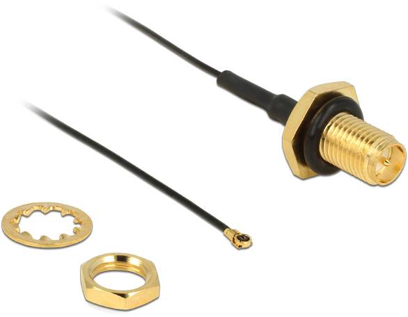 Delock WLAN-Antennen Anschlusskabel [1x RPSMA-Buchse - 1x IPEX-Stecker] 0.2 m Schwarz