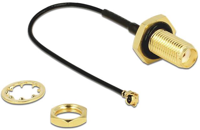 Delock WLAN-Antennen Anschlusskabel [1x SMA-Buchse - 1x IPEX-Stecker] 1 m Schwarz