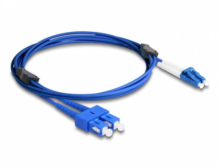 Delock 87923 Glasfaser LWL Anschlusskabel 2 m Blau [1x LC-Stecker - 1x SC-Duplex] 9/125 µ Singlemode OS2-1