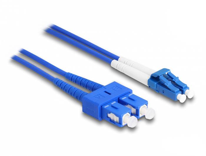 Delock 87923 Glasfaser LWL Anschlusskabel 2 m Blau [1x LC-Stecker - 1x SC-Duplex] 9/125 µ Singlemode OS2-2