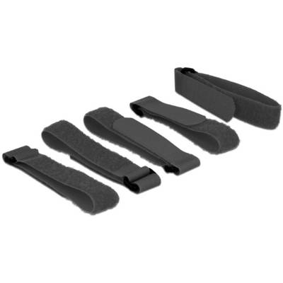 Delock Klettkabelbinder zum Bündeln Haft- und Flauschteil (L x B) 300 mm x 20 mm Schwarz 5 St.-0