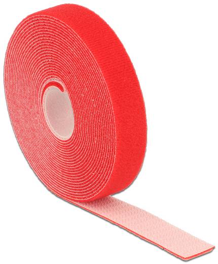 Delock 18723 Klettband zum Bündeln Haft- und Flauschteil (L x B) 5 m x 20 mm Rot 1 St.
