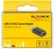 Gelbe Verpackung eines USB 2.0 DAC Sound Adapters von Delock, zeigt Adapterbild, Spezifikationen '24 Bit, 96 kHz', USB zu Klinke.