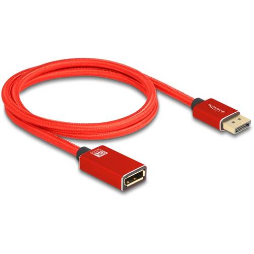 Thumbnail - Delock DisplayPort Anschlusskabel DisplayPort Stecker, DisplayPort Buchse 1 m Rot 81081 8K UHD, dreifach geschirmt, verg...