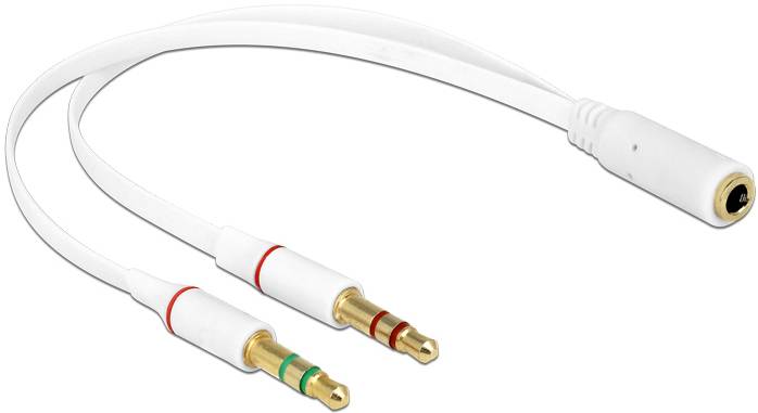 Delock 65585 Klinke Audio Anschlusskabel [1x Klinkenbuchse 3.5 mm - 2x Klinkenstecker 3.5 mm] 20 cm Weiß